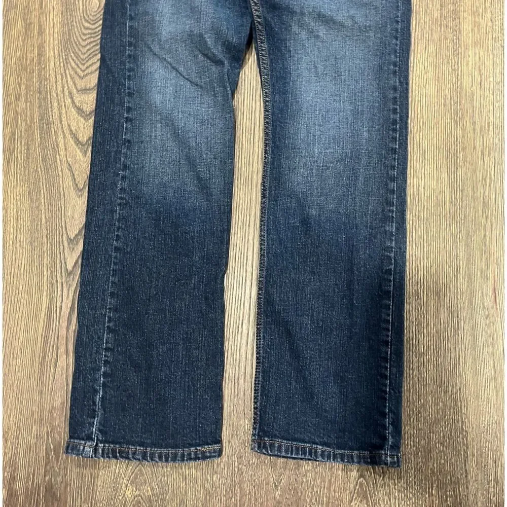 Levis Signature Straight Jeans Mid Rise Whisker Denim Dark Wash Blue Size 30x30